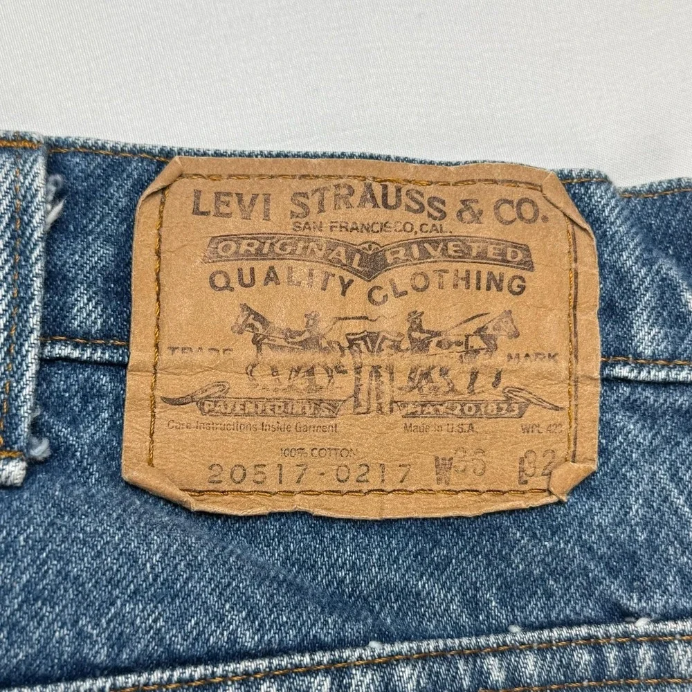 Levis 517 Jeans Mens 36x32 Vintage Blue Med Wash Bootcut Distressed Made In USA